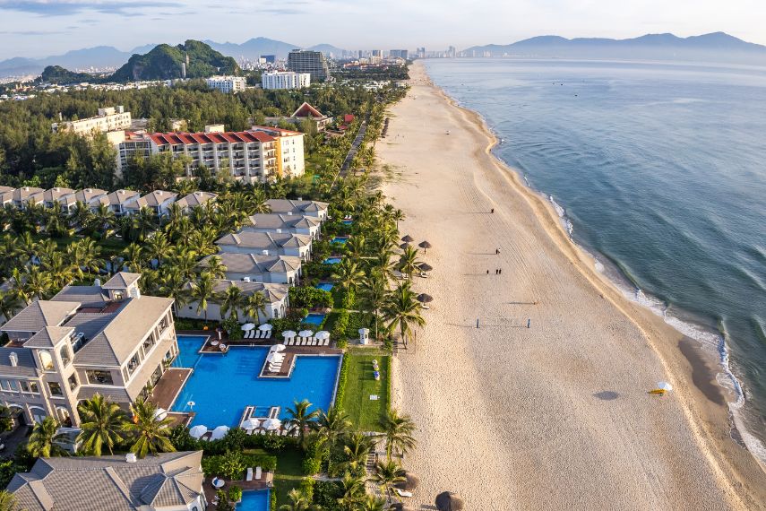 Aerial view of Non Nuoc Beach in Da Nang, Vietnam