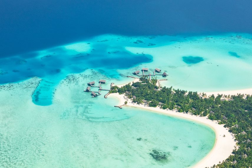 aerial view on maldives island raa atoll