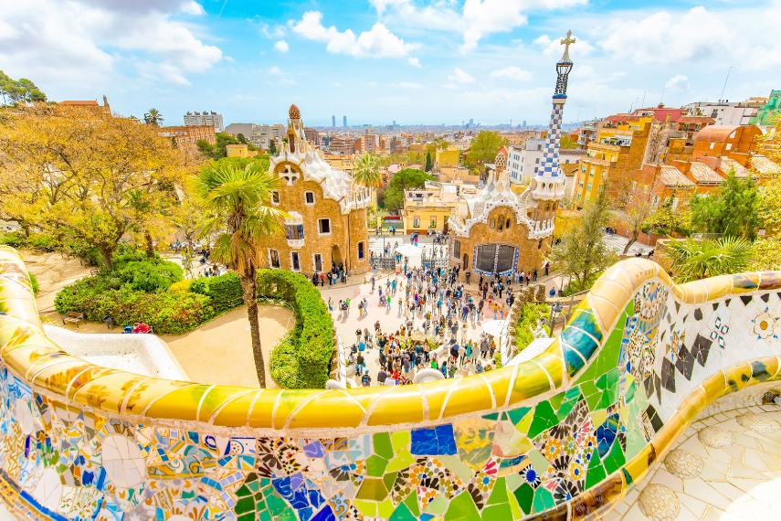 Barcelona city skyline, view from Park Güell