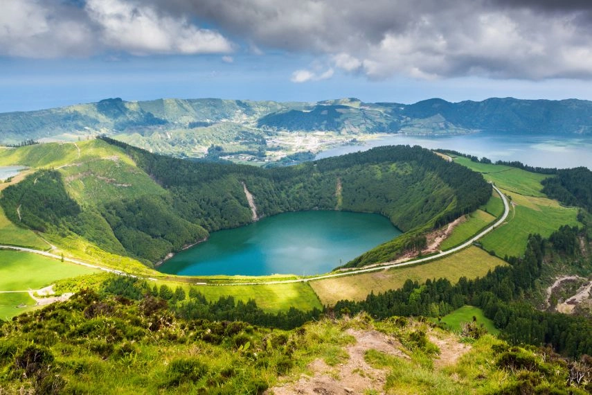 Beautiful lake of Sete Cidades, Azores, Portugal Europe
