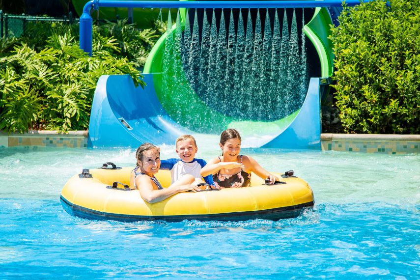 Family having fun together a water park in Orlando