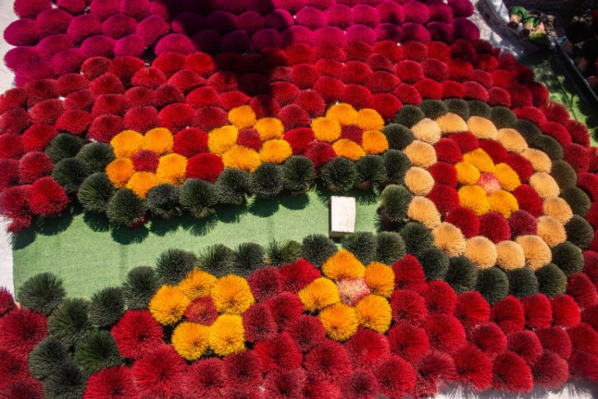 Incense drying in the Quang Phu Cau incense village, Hanoi, Vietnam
