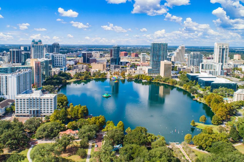 An aerial view of Orlando