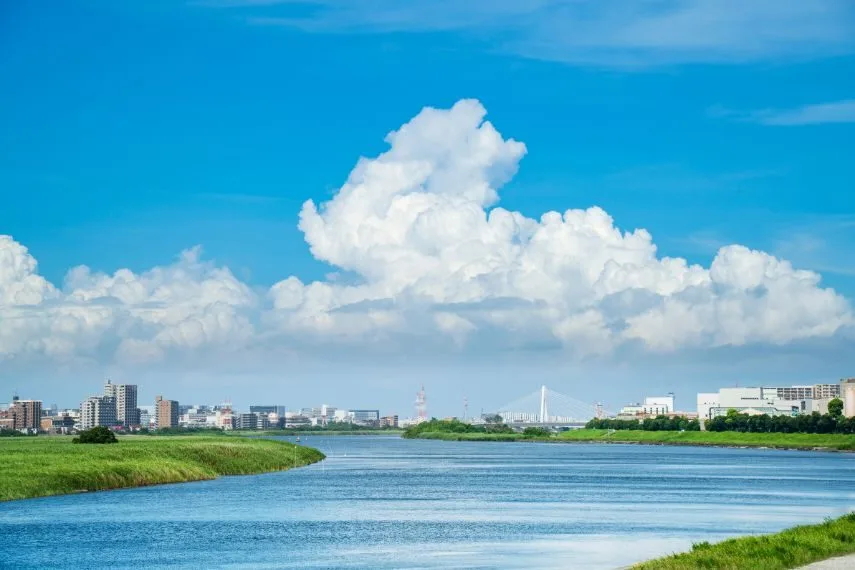 Scenery of the lower Tama River basin in summer - Kanagawa, Tokyo