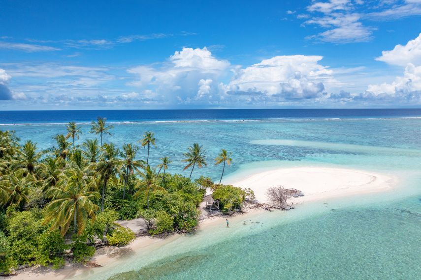 uninhabited maldivian island in the thaa atoll from the air