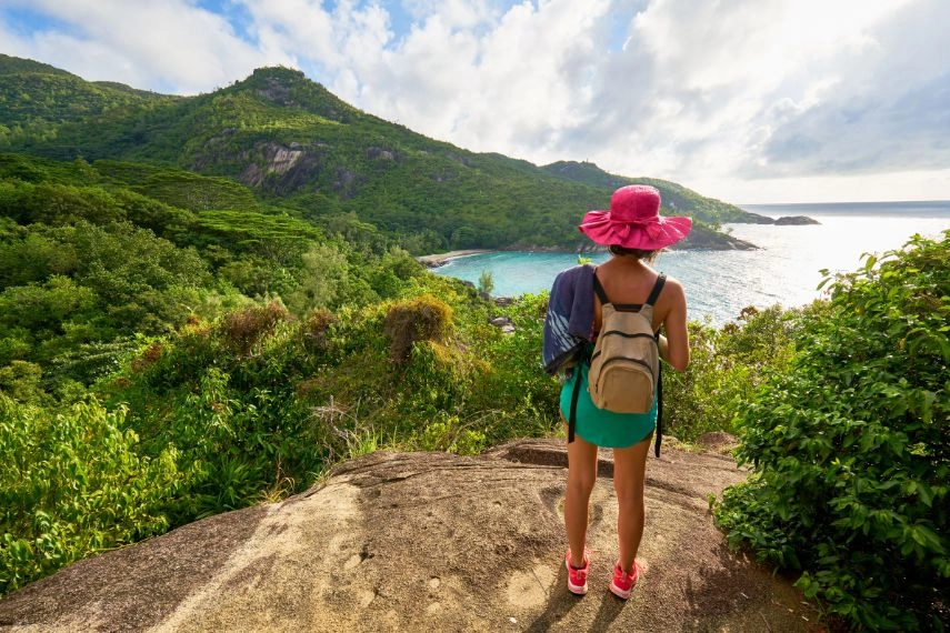 Anse major trail, hiking on nature trail of Mahe, Seychelles