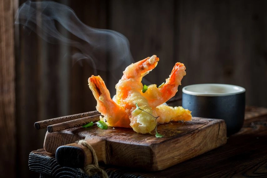 Tasty shrimp in tempura