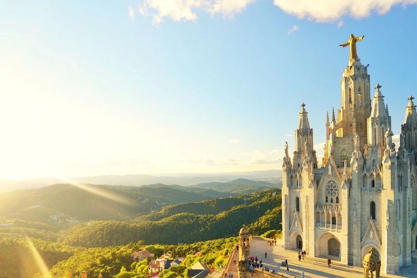 Temple Sacred Heart of Jesus on Tibidabo in Barcelona in Spain