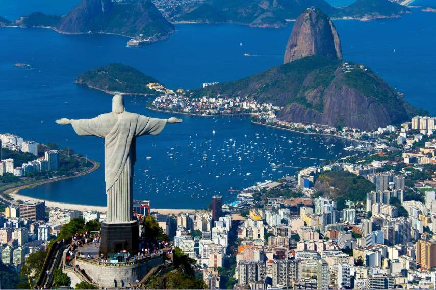 Rio de Janeiro, Brazil with Christ the Redeemer and Sugarloaf Mountain